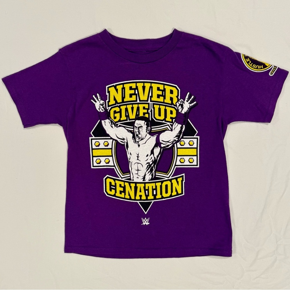 WWE John Cena Tee Boys 5/6 Girls Purple Never Give Up T-Shirt U Can’t See Me